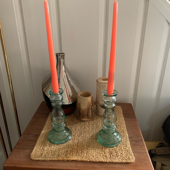 Vintage Mexican recycled glass candle stick holders - Picture 2 of 4